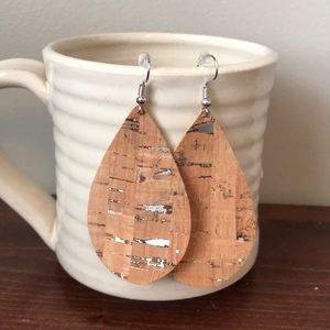 Classic Cork and Silver Teardrop Earring